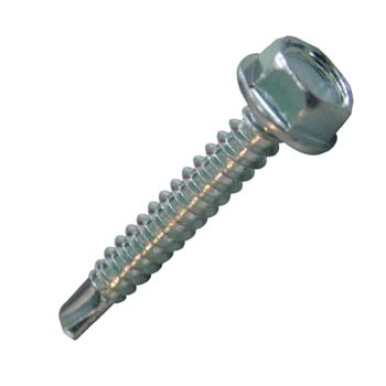 TORNILLO DIN-7504 K CON PUNTA DE BROCA, CABEZA HEXAGONAL CON ARANDELA ESTAMPADA, ACERO ZINCADO.