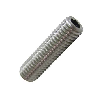 TORNILLO DIN-913 SIN CABEZA CON HUECO HEXAGONAL Y EXTREMO BISELADO, DE ACERO INOXIDABLE A2 Y ROSCA MÉTRICA.