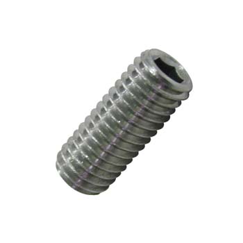 TORNILLO DIN-916 SIN CABEZA CON HUECO HEXAGONAL Y EXTREMO BISELADO HUECO, DE ACERO INOXIDABLE A2 Y ROSCA MÉTRICA.