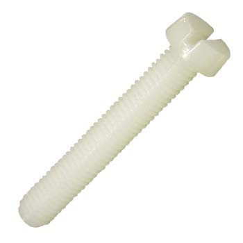 TORNILLO DIN-84 DE CABEZA CILÍNDRICA RANURADA, DE POLIAMIDA Y ROSCA MÉTRICA.