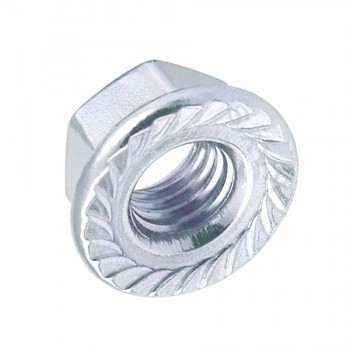 TUERCA DIN-6923 HEXAGONAL CON COLLAR GRAFILADO, DE ACERO (CLASE /8/) CINCADO Y ROSCA MÉTRICA